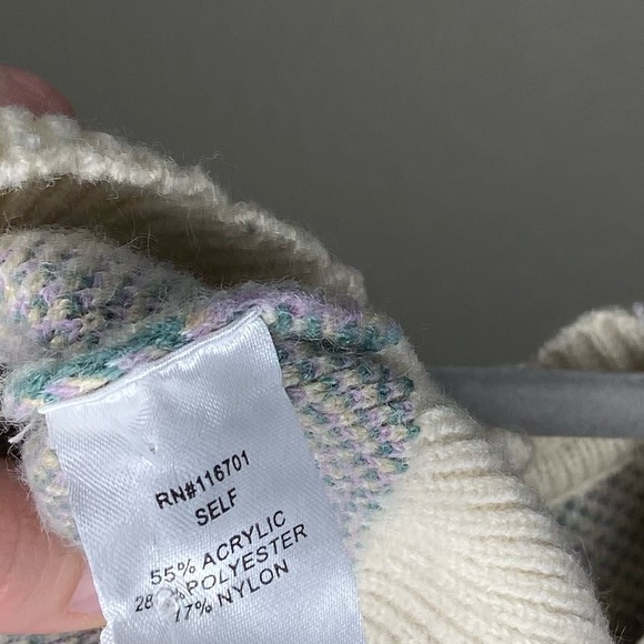 Karlie Purple Green Cream Mixed-Pattern Knit Cardigan - Picture 9 of 10